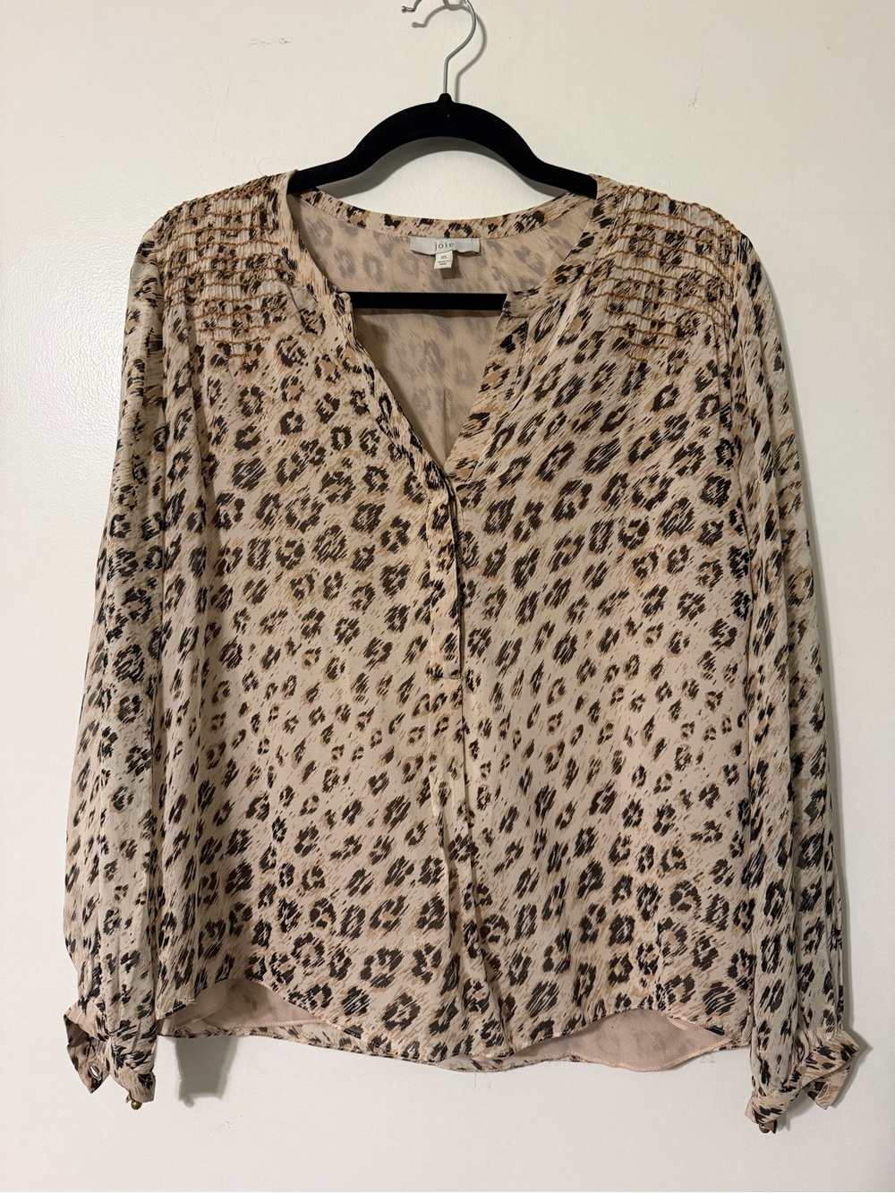 Joie Silk Leopard Print Long-Sleeve Women's Blouse XS